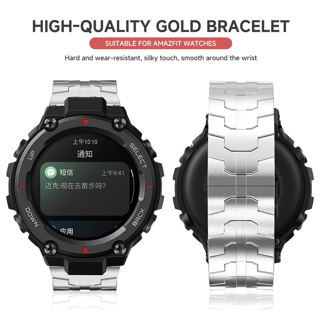 Steel Strap for Huami Amazfit T-rex 3/2 Trex Pro Metal Watch Band for Amazfit T-Rex Ultra T-Rex PRO3 48MM Butterfly Clasp Smartwatch Accessories