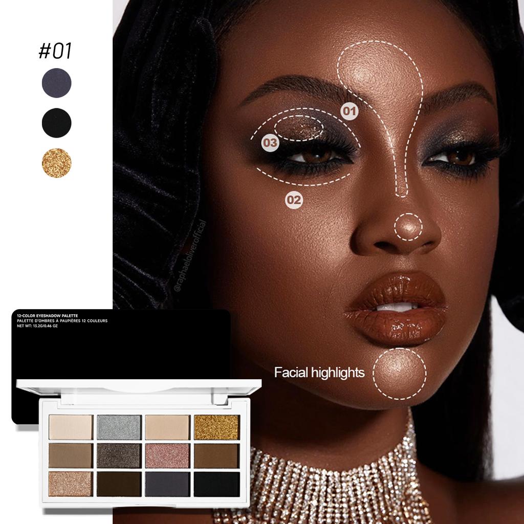 12-color Pink Eyeshadow Palette - Matte and Shiny Versions, Suitable for Both Day and Night, Long-lasting Waterproof Eyeshadow Palette