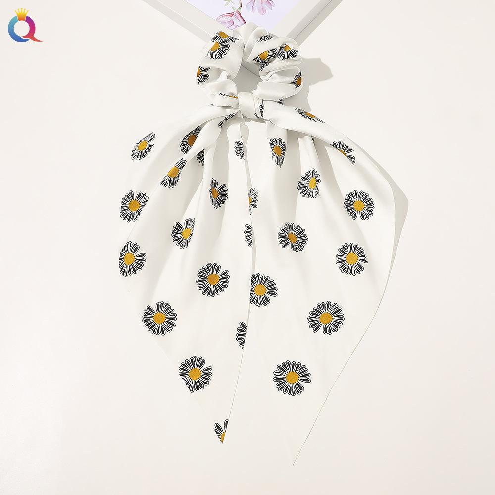 New Floral Print Scrunchies Chiffon Bow Elastic Hair Bands Women Hair Ties Rubber Bands Ponytail Scarf Fashion Hair Accessories