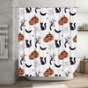 Halloween Decor Shower Curtain Halloween Pumpkin Cats Black Spiders White Bath Mat Waterproof Bathroom Curtains Customizable