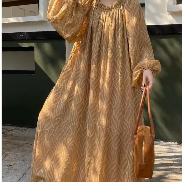 Spring Pink Dress Women Off Shoulder Fashion Long Sleeve Ladies Dresses Korean Style Loose Pleated Ruffle Woman Long Dress