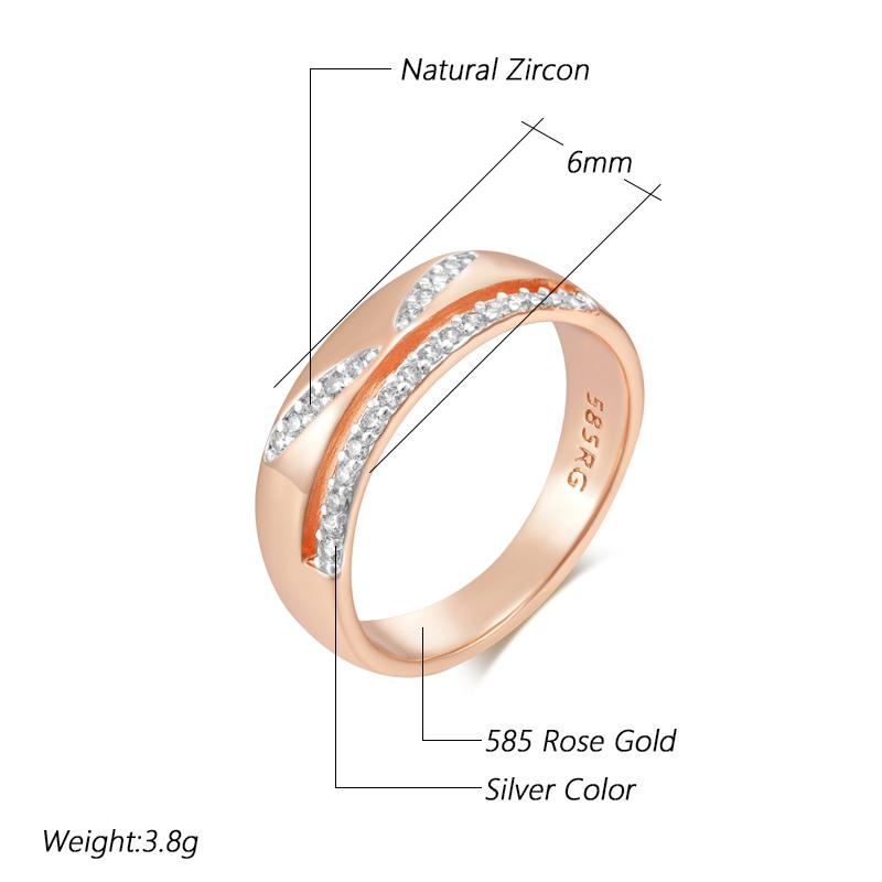 Luxury Shiny Natural Zircon Bridal Wedding Rings  Rose Gold  Color Mix Design Daily Fine Ethnic Jewelry For Women