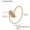 Mili Rhinestone Heart 5A Zircon Geometric Ring – 18K Gold-Plated Adjustable Stainless Steel Band Jewelry Set for Girls.
