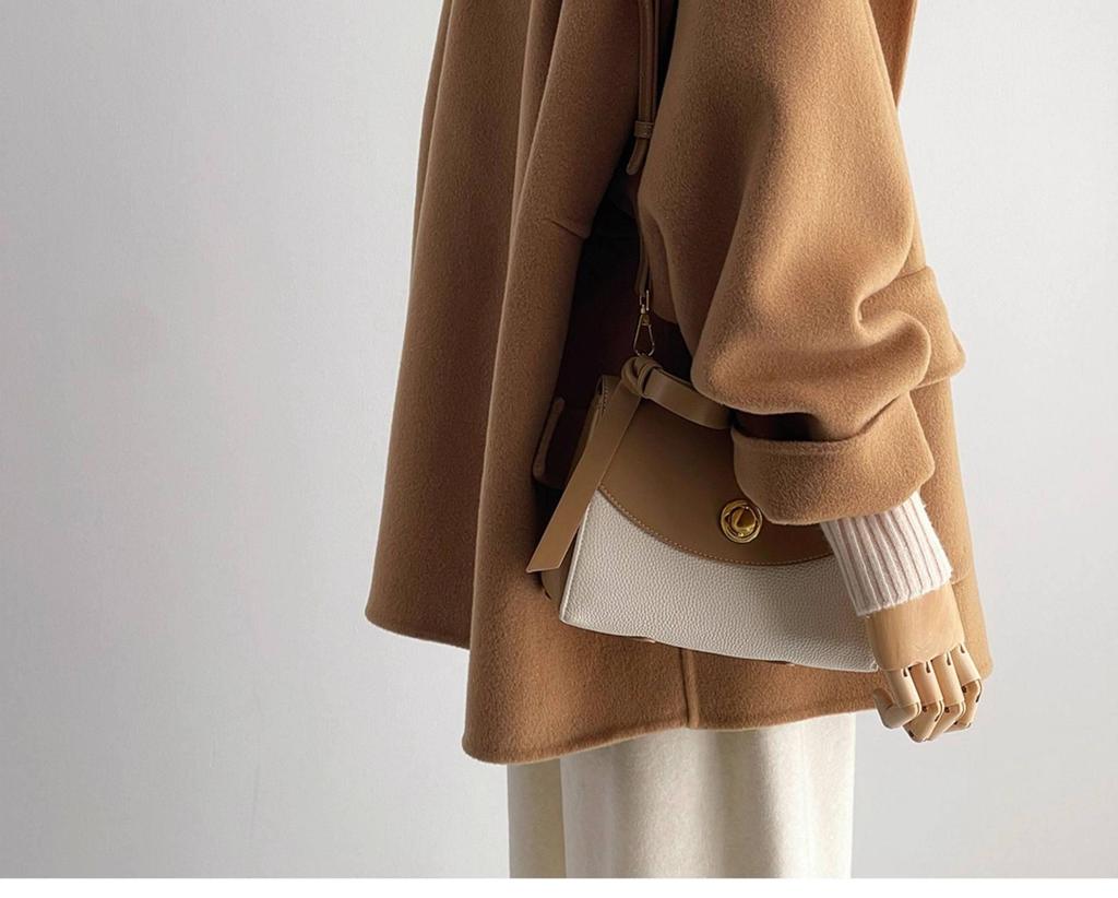 Women's 2025 Autumn Camel Hooded Double-Sided Wool Coat - New Korean Style High-End Overcoat