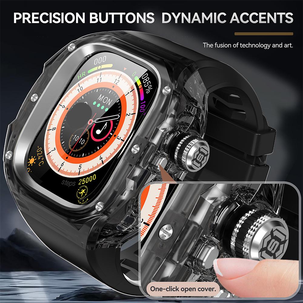 Rubber Modification Kit for Apple Watch Ultra 3 49mm Luxury Transparent Case Band for Iwatch Ultra2 1 49mm Fluororubber Mod Kit