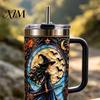 Travel Coffee Mug with Lid 40oz Witch Tumbler, Halloween Gothic Stainless Steel Cup Reusable Insulated Metal Tumbler Handle, Cup, Gifts for