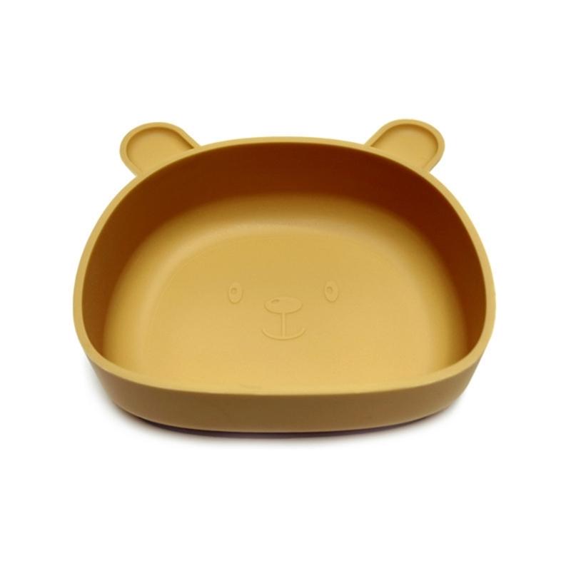 Cartoon Bear Toddlers Learning To Eat Dinning Plate Silicone Suction Cup Bowl Scaldproof Tableware for Baby 6+ Month