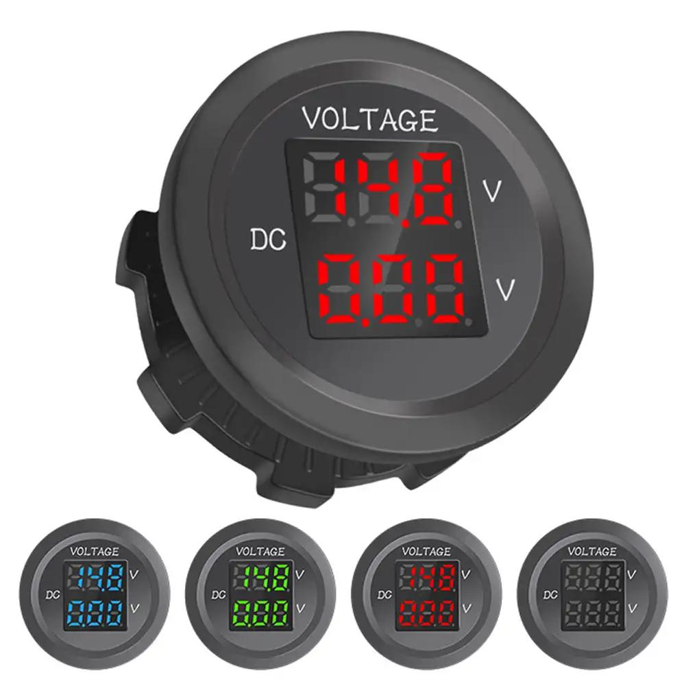 

Dual Voltage Car LED Waterproof Round Waterproof LED Panel Digital Voltmeter Tester Monitor Display Voltmeter зелений