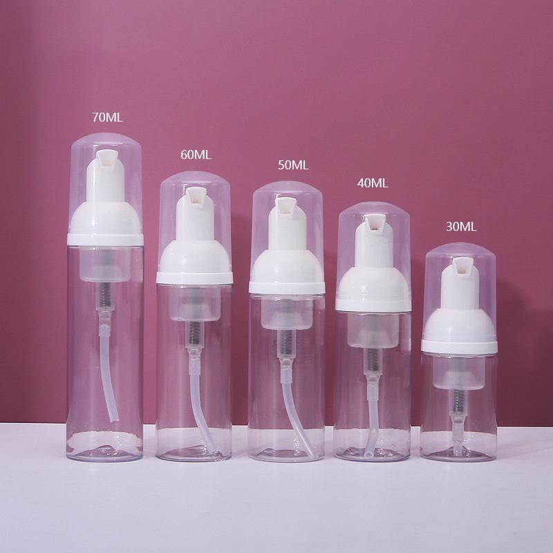 30/50/60ml Mousse Bottle Dispenser Foaming Soap Bottle Empty Plastic Mousse Facial Cleanser Pump Bottle Travel Shampoo Dispenser