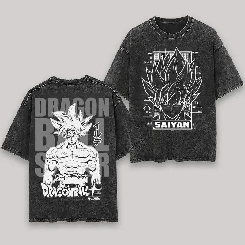 Camiseta Vintage Lavada Tokyo Ghoul Kaneki Ken Centípedo Kagune Anime para Hombre Harajuku Streetwear Gótico Camiseta Oversize de Manga Corta