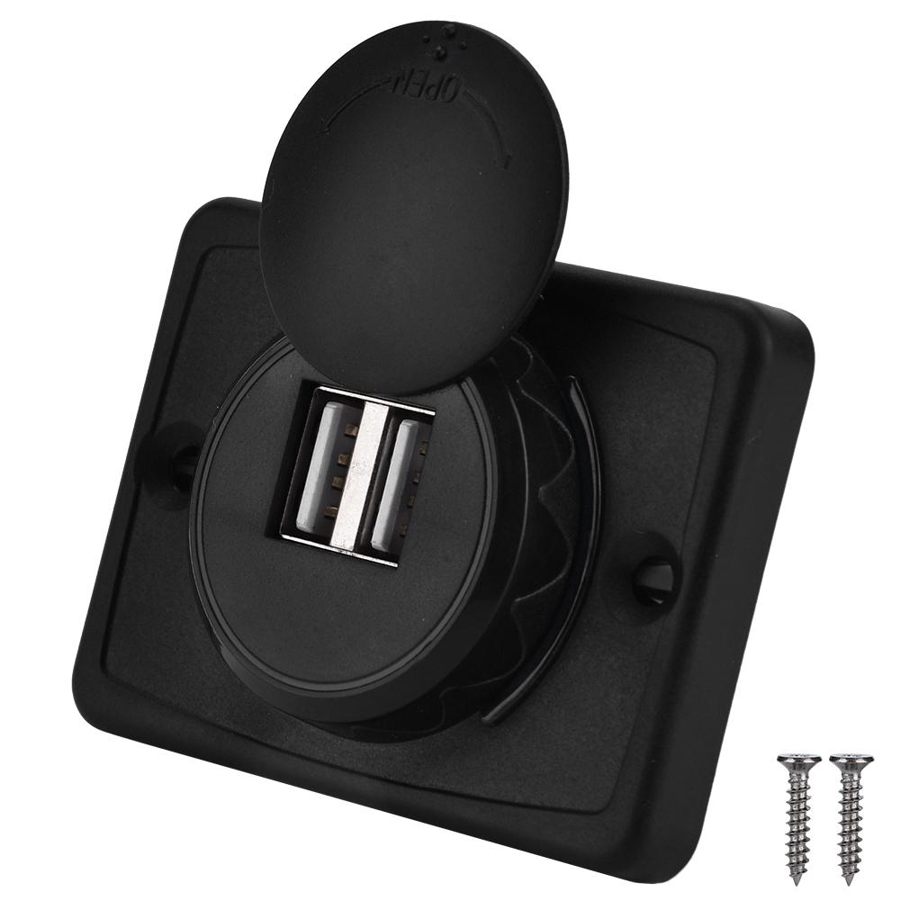 

3.1A Автомобильное двойное черное ABS USB зарядное гнездо розетка 12В LED водонепроницаемое