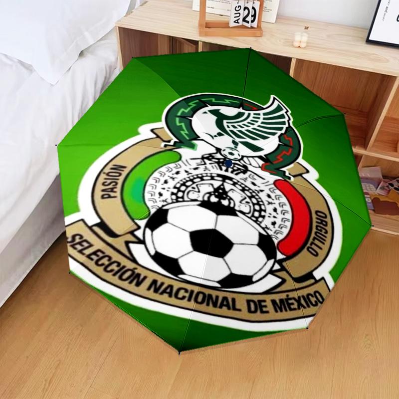 Mexico Football Crest Umbrella Folding umbrella, automatic umbrella 8-Frame for Travel, camping Use Gift for Halloween Christmas