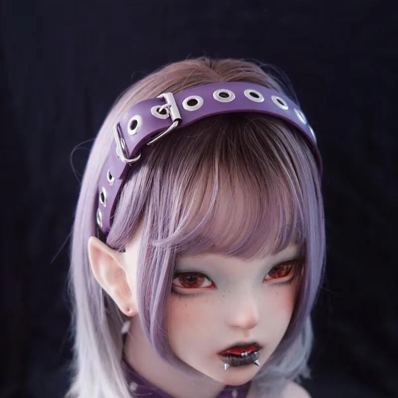 Gothic Punk Leather Buckle Hair Hoop Rivet Headband Harajuku Women Girl Dark Black Punk Hip Hop Rock Hairbands Hair Accessories