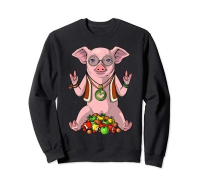 Schwein Hippie Lustiges Nutztier Friedenszeichen Sweatshirt