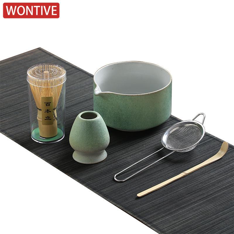 4/5PCS Japanese Matcha Set with Ceramic Bowl Bamboo Matcha Whisk Teaspoon Tea Sets Tea Lovers Gifts Tea-making Tools Accessories