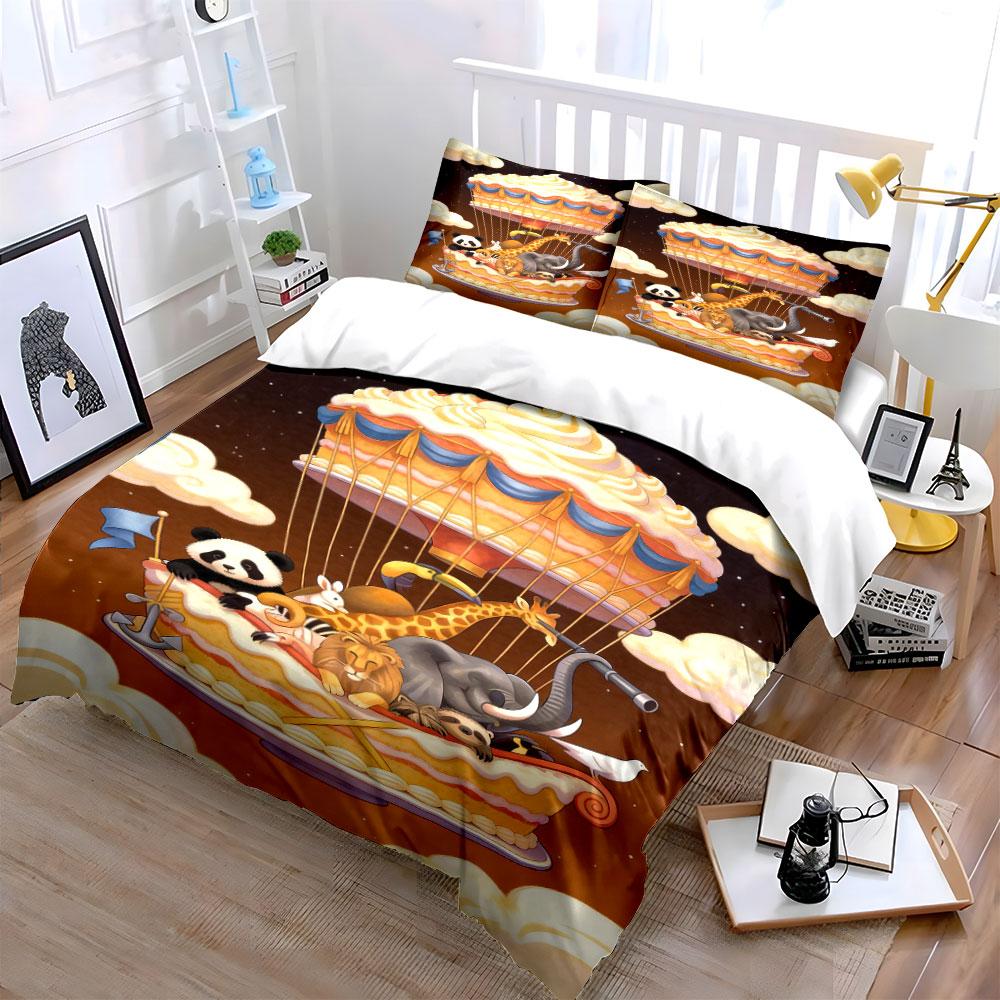 Animal-themed Hot Air Balloon Bedding Sets Duvet Cover Sets Duvet Covers Pillowcases(1 * Duvet Cover 2 * Pillowcases Without Duvet Insert)
