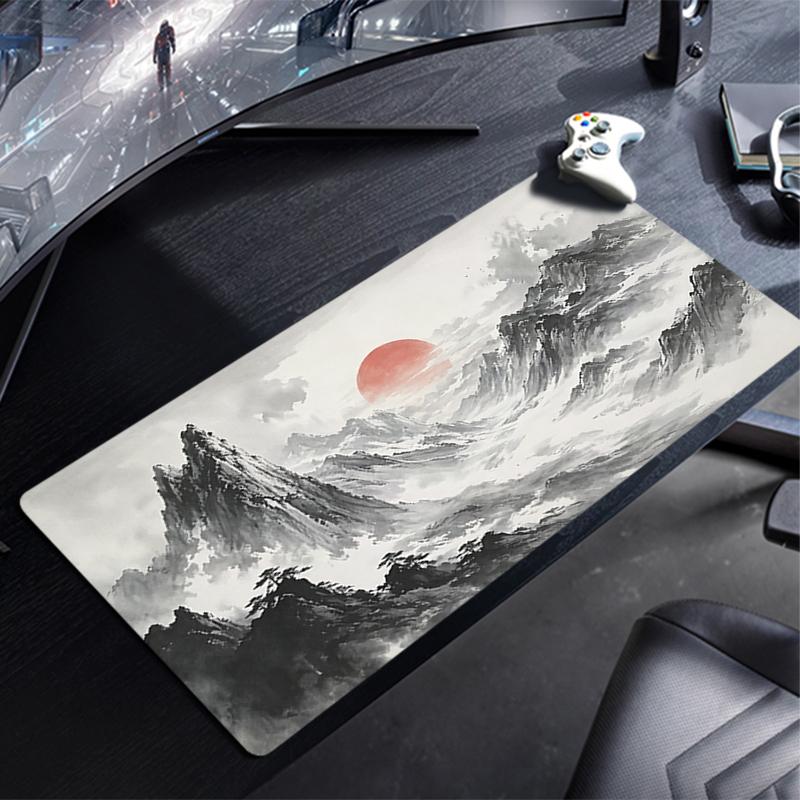 Mouse Pad Ink Wash Mountain Sunset Professional Esports Game Players Speed Lock Edge Rubber Game Desk Mousepad Keyboard Mat