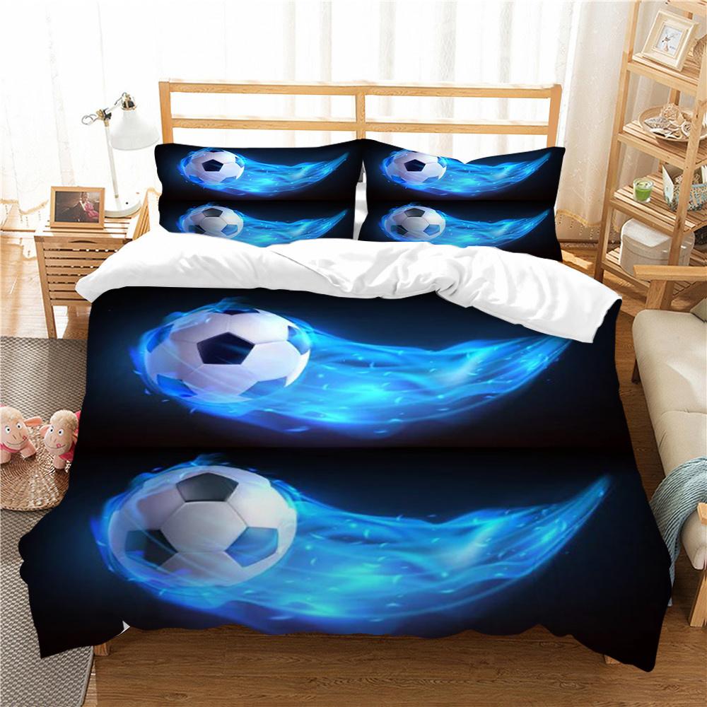 Hot Sell Fashion 3D Creative Bedding Suit Football Quilt Cover Luxury Bed Set Soccerl Home Bedroom Bed Decor Microfiber Soft Duvet Cover