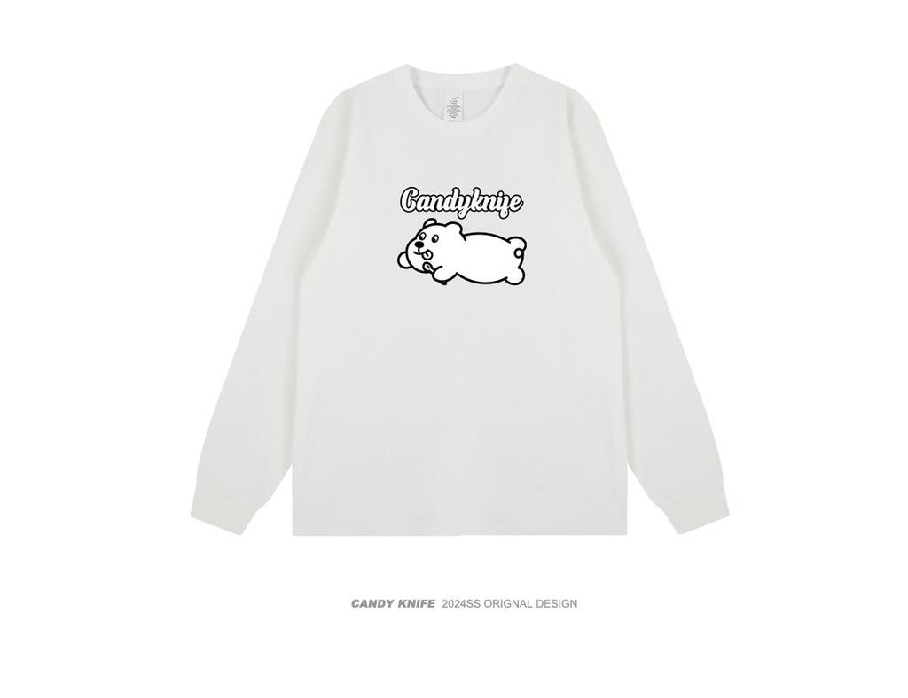 Trendy Cartoon Print Long Sleeve Top - Stylish & Versatile for Students and Besties