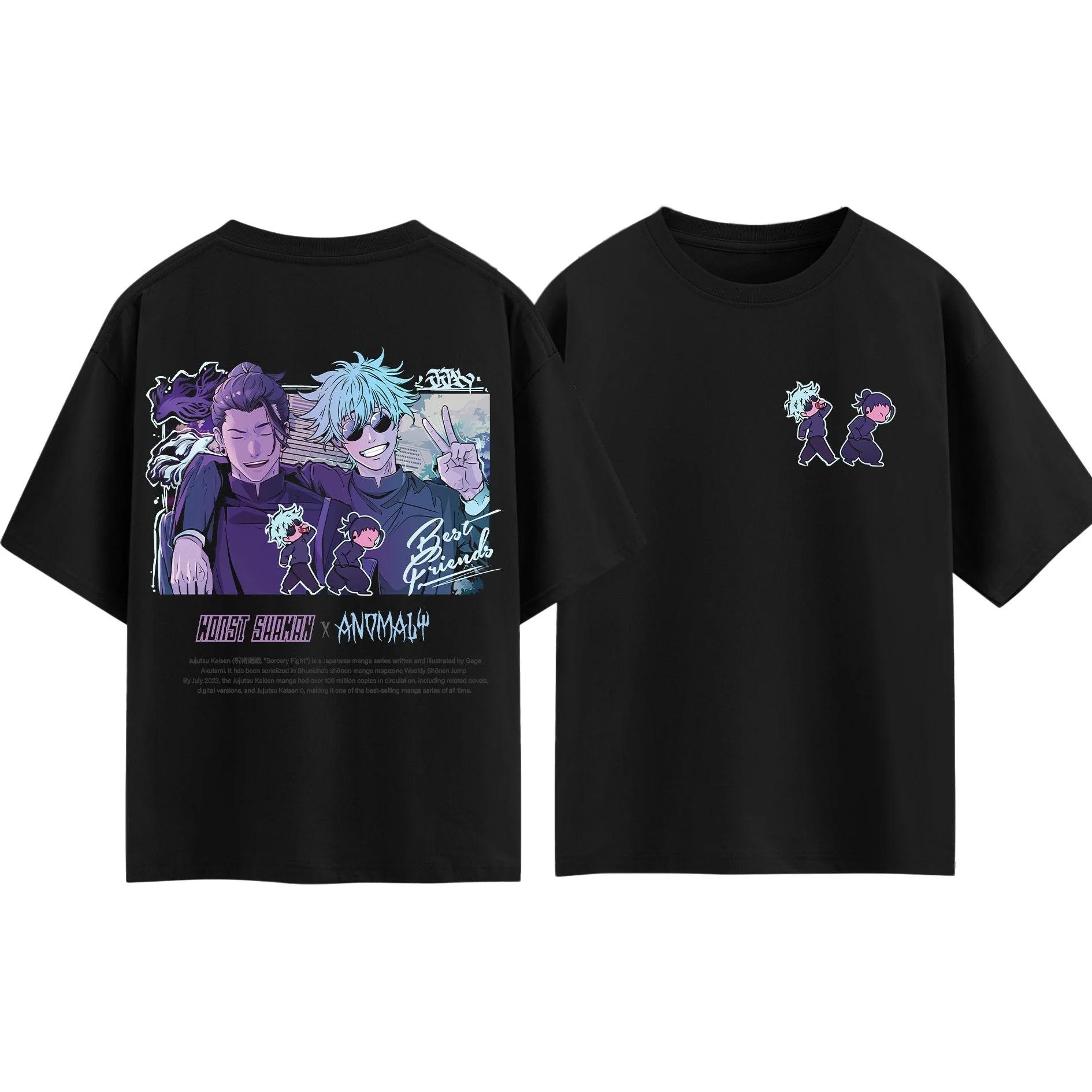 

2026 Summer Fashion Trendy Tee Jujutsu Kaisen Ghetto & Gojo T-shirt Men Women Cotton Y2K Clothing Fashion Anime Fans Short Sleeve Tops Streetwear XXXL