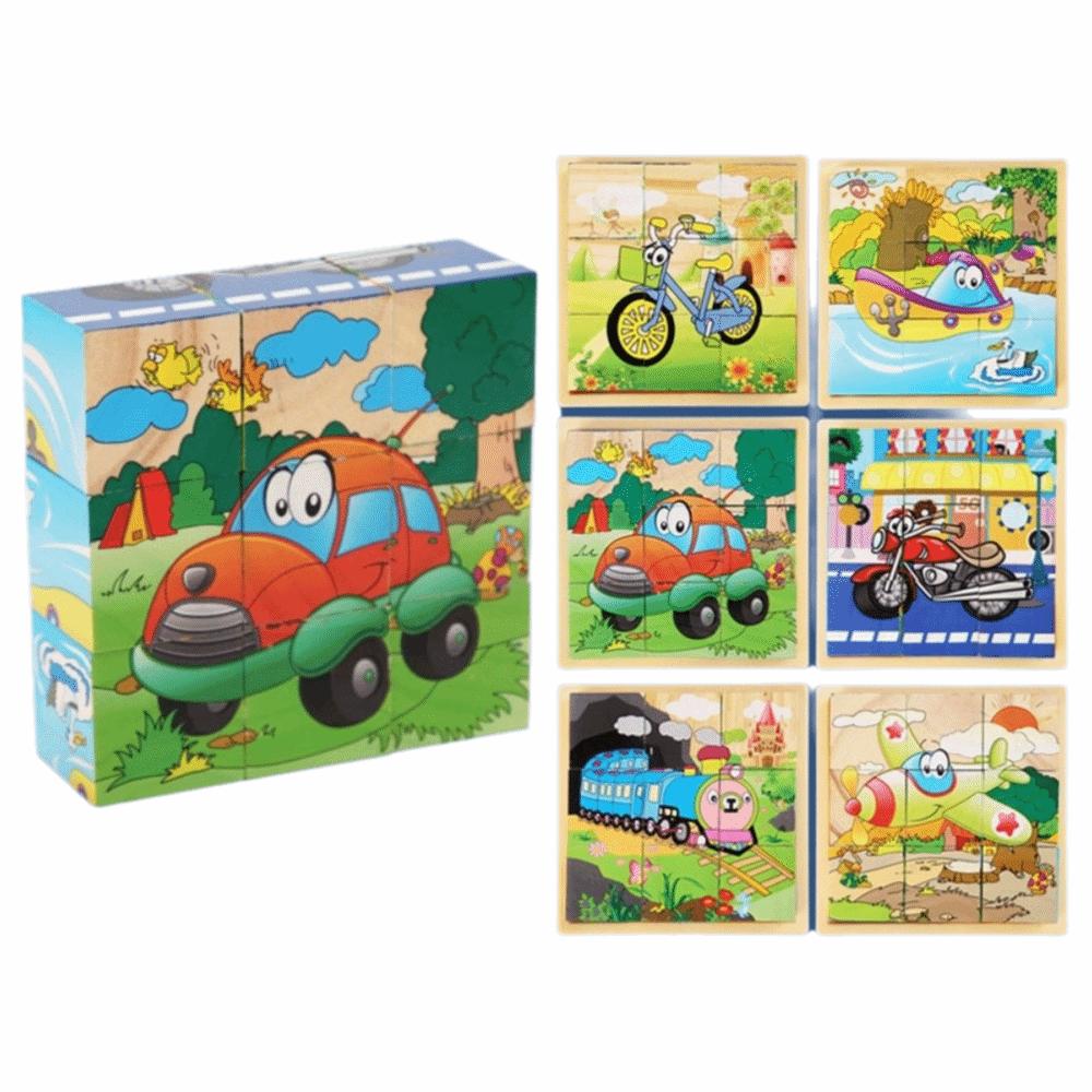 Educational Jigsaw 3D Cube Puzzle Bricked Up Montessori Wooden Puzzle Stem Learning Dinosaur Magnetic Puzzle Kids