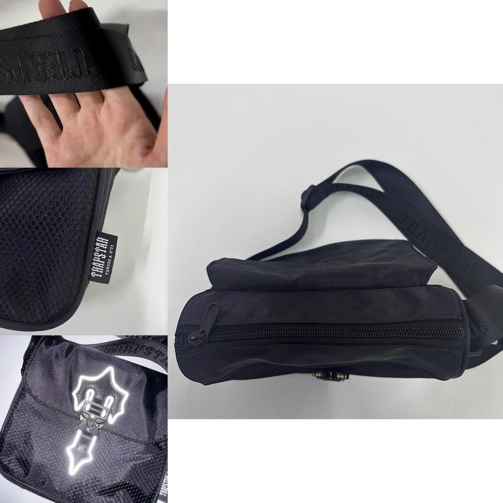 Stilvolle Trapstar Unisex Schulter-Crossbody-Tasche mit reflektierender schwarzer Farbe, perfekt für lässiges Reisen und Charaktere)