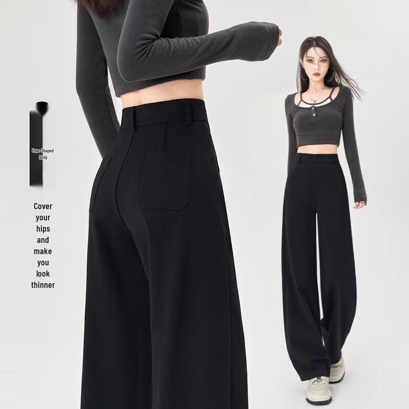 HSTYLE Women s Stretchy High-Waist Wide-Leg Trousers EU 40