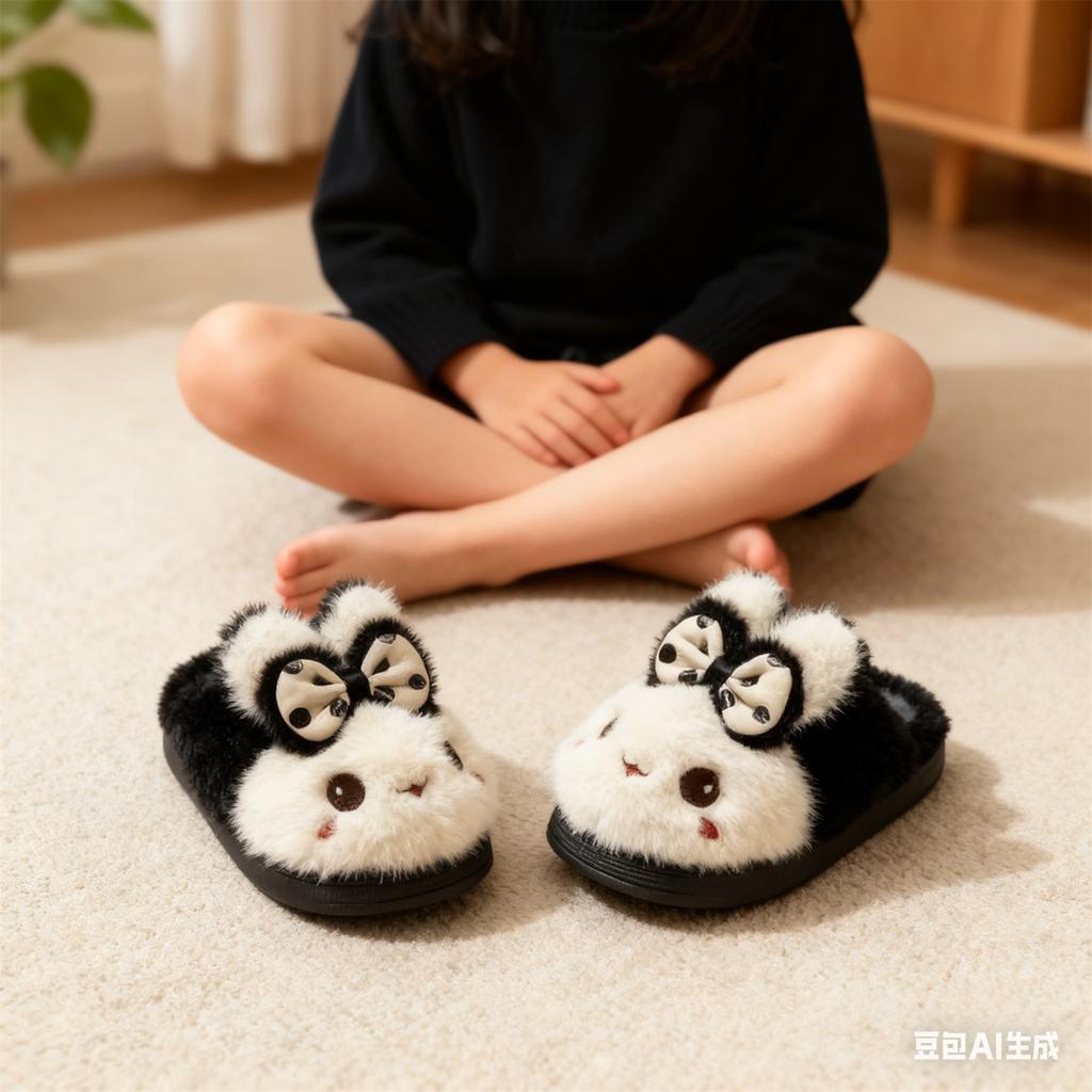Winter Children Cotton Shoes Plush Cotton Slippers Boys Girls Cute Cartoon Comfort Anti Slip Indoor Warm Cold-proof Shoes