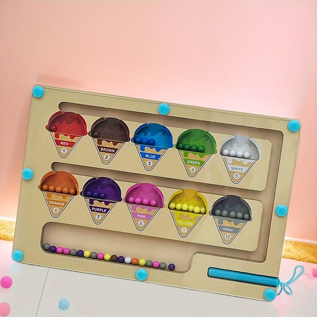 1pc Magnetic Wooden Puzzle - Color Sorting & Counting Game with Acrylic Bead Maze, Crafts, Pen