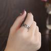 BF CLUB 925 Sterling Rings for Women Simple Geometric Handmade Irregular Retro Hollow Heart Ring Allergy For Birthday Gift