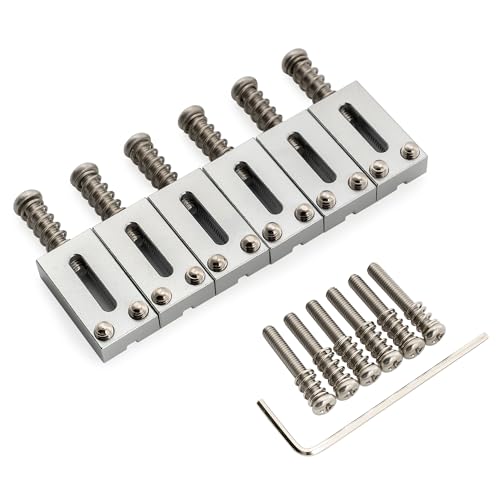 Musiclily Ultra 10.5mm Sillets de Chevalet en Laiton pour Guitares Électriques ST Strat/TL Telecaster, Chrome (Lot de 6)