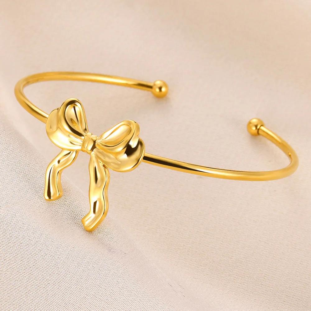 26 Style Elegant Bowknot Stainless Steel Bracelet for Women Gold Color Evil Eye Adjustable Charm Bracelets Fashion Zircon Gifts
