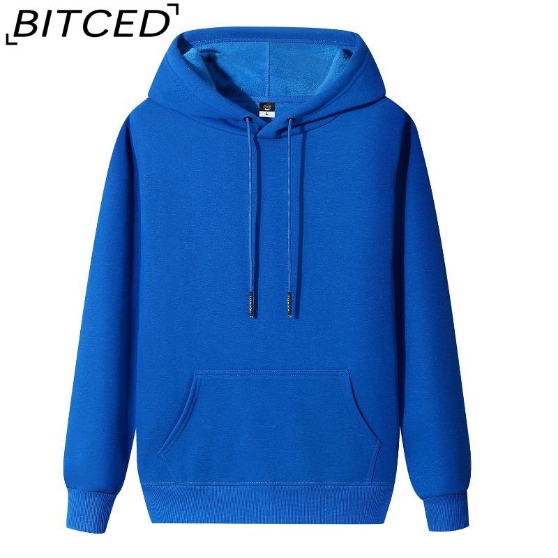 BITCED Autumn and Winter Hooded Sweatshirt Men's Hooded Warm Padded Thickened Pullover Loose Large Size Hoodie