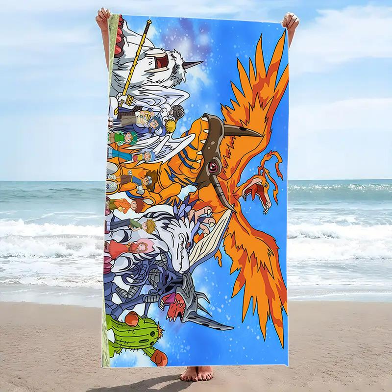 Digmon Print Beach Towel, Large Soft Quick Dry Towel for Beach Camping Swimming