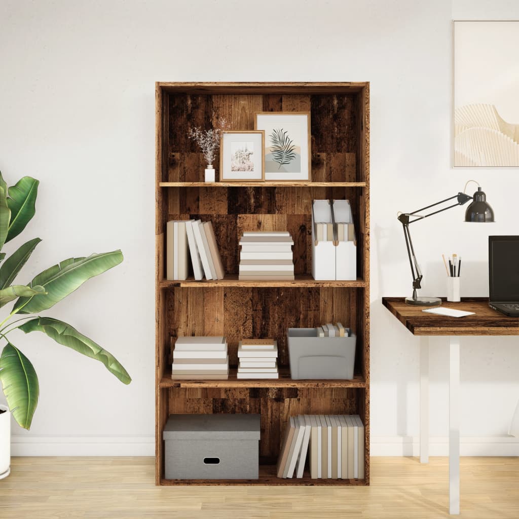 Bookshelf Reclaimed Wood Look 80x30x152 cm Engineered Wood