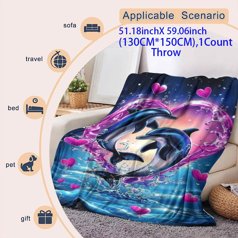 Dolphin pattern Printed Blanket for Sofa Bed Travel Camping Living Room Office Conditioning Blanket for All Seasons Gifts