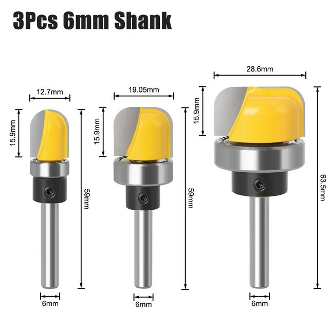 

Фреза для чаши и лотка с хвостовиком 6/6.35/8, диаметр 1-1/8 дюйма, вогнутая круглая фреза для обработки дерева, фреза для скругления углов 3Pcs 6mm Shank