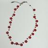 Dark Red Crystal Beads Flower Titanium Steel Clavicle Chain Girls Sweet Holiday Necklace Festival Gifts for Women