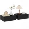 Floating Bedside Table Set of 2, Wall-Mounted Nightstand with Storage Drawer, Small Side End Table for Bedroom, Black