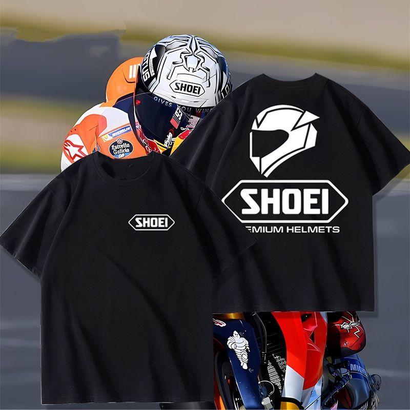 Unisexs Unisexs Rundhals T-Shirt Shoei Premium Helme Rennlogo Kurzarm Vintage Motorrad Streetwear Lässiges T-Shirt