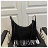 Women's Vintage Suede Tassel Crossbody Bag - Retro Frosted Shoulder Accessory for Autumn/Winter