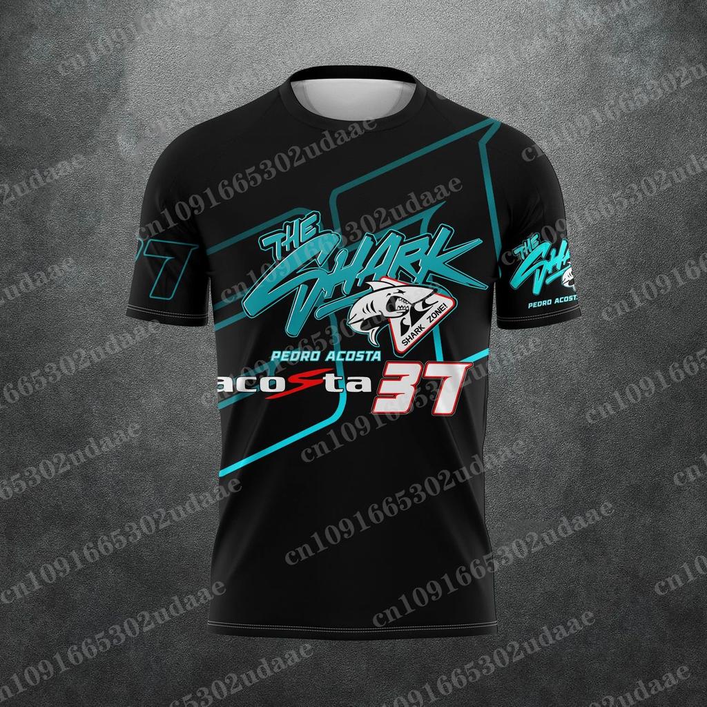 2026 Fashion Pedro Acosta #37 The Shark MotoGP T-shirt Men's Adults Teal Green Quick Drying Casual Motorsport Racing Fan T-shirt