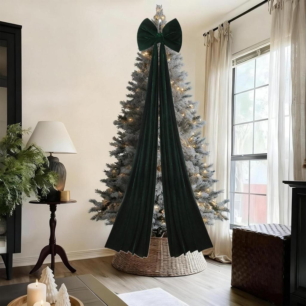 6.6 Ft Extra Large Christmas Bow Seasonal Decorations Big Tree Topper Velvet Bow Rustic Christmas Decor For Home Wall Stairs