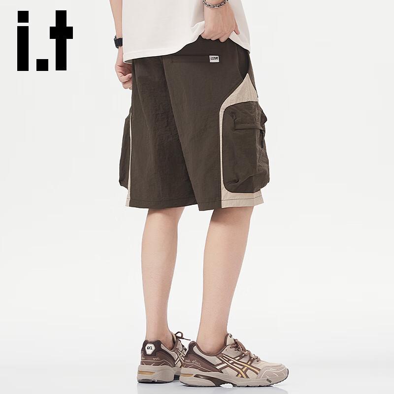 Izzue IT Men's Color-Block Ice Silk Cargo Shorts