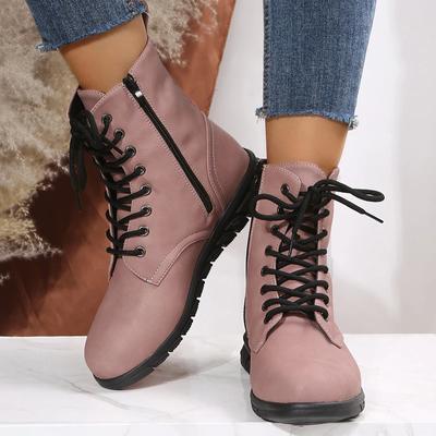 Low Heels Ankle Boots Women Plus Size Side Zipper Short Booties Woman New Autumn Winter Lace Up Shoes Female 43