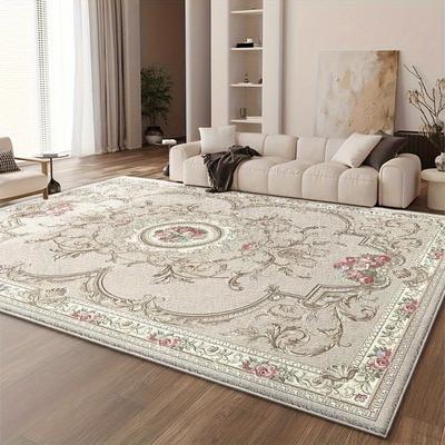 European Style Luxury Carpet Living Room Flower Pattern Decoration Bedroom Large Rugs Sofa Area Non-slip Easy Clean Floor Mat
