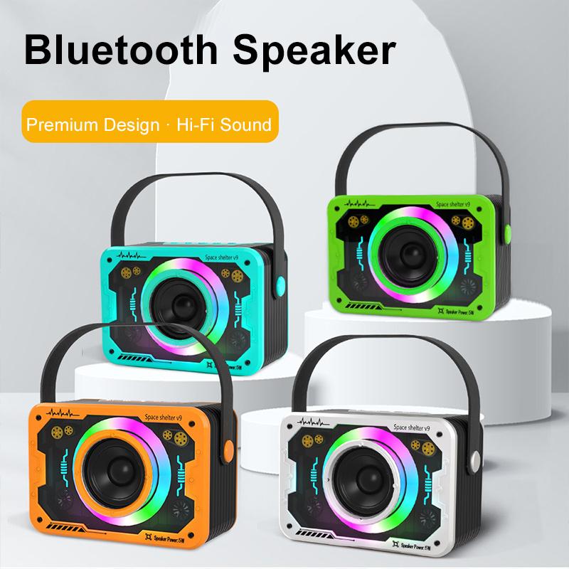 Transparent Mecha Rgb Light Bluetooth Speaker, All-In-One Portable Speaker With Disco Lights, Supports Aux/Usb/Tf For Home Party