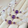 Vintage Natural White Crystal Amethyst Clavicle Chain Necklace