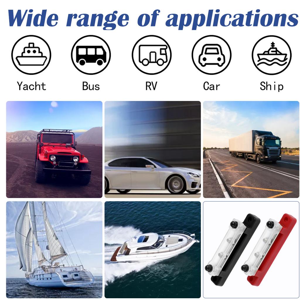 4 Way Battery Terminal Distribution Block 150A 48V Professional Power Distribution Block M6 Stable Bus Bar Distributor Block