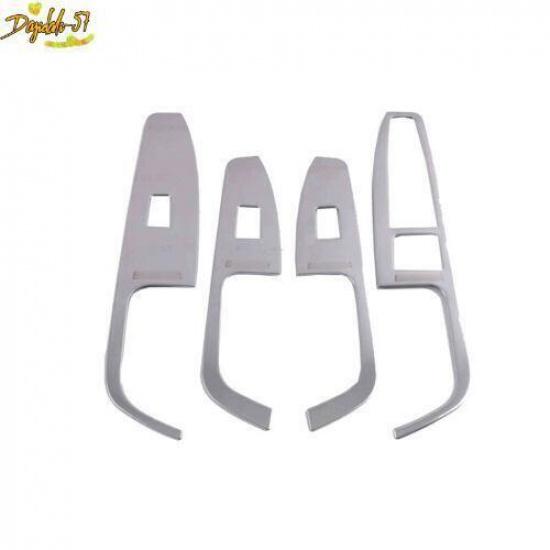 Silver Steel Window Lift Panel Switch Cover Trim For Hyundai Elantra 2016-